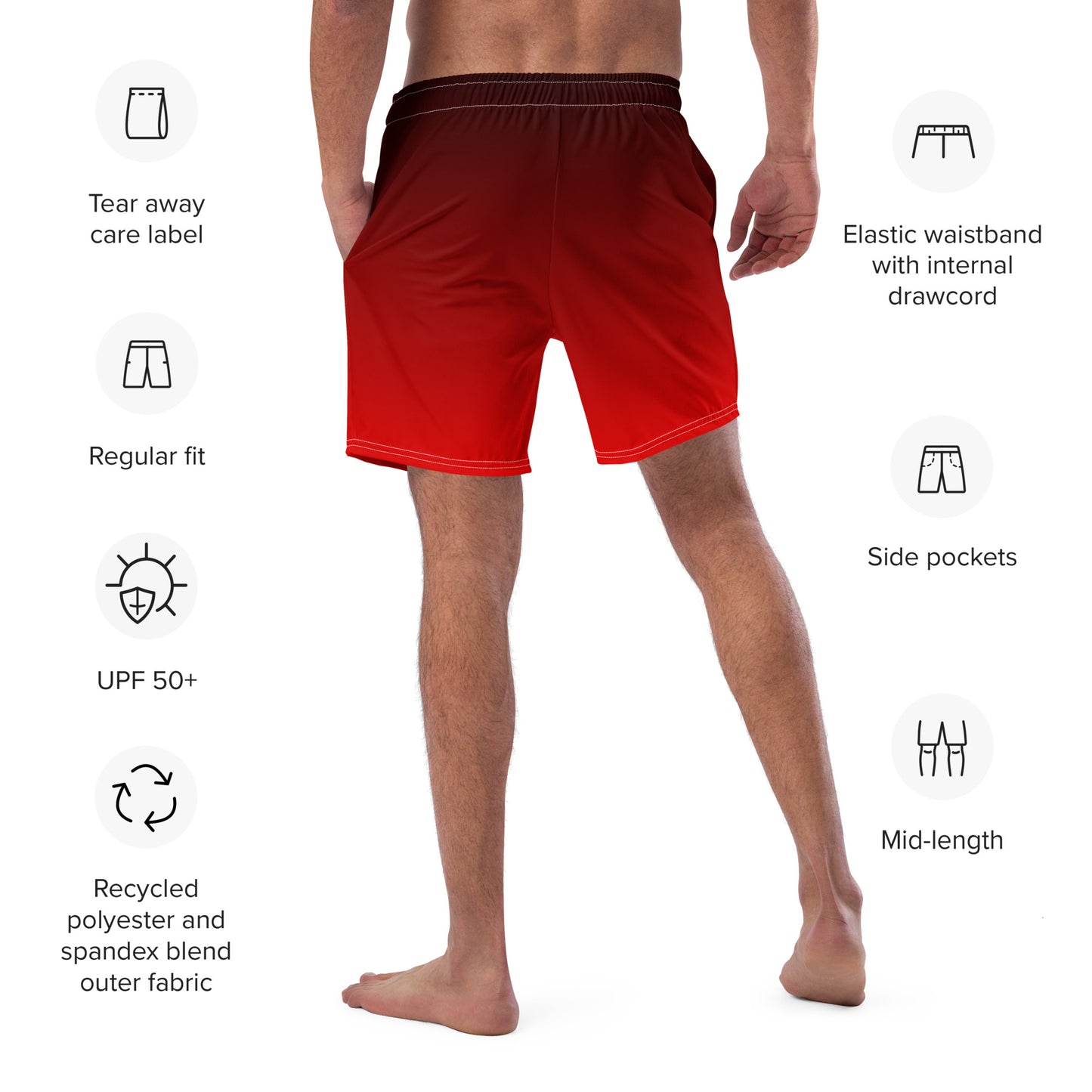 Black to Red Swim Trunks